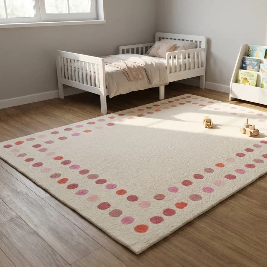Pink Dots Kids Carpet